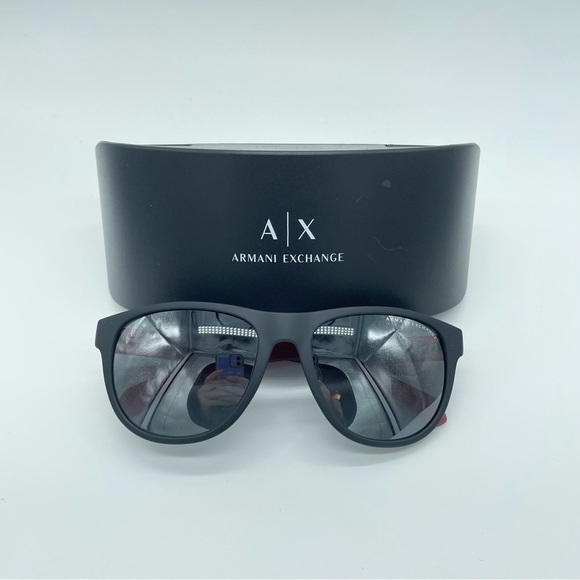 Armani Exchange New Polarized Red and Black Sunglasses with Case - Picture 1 of 13
